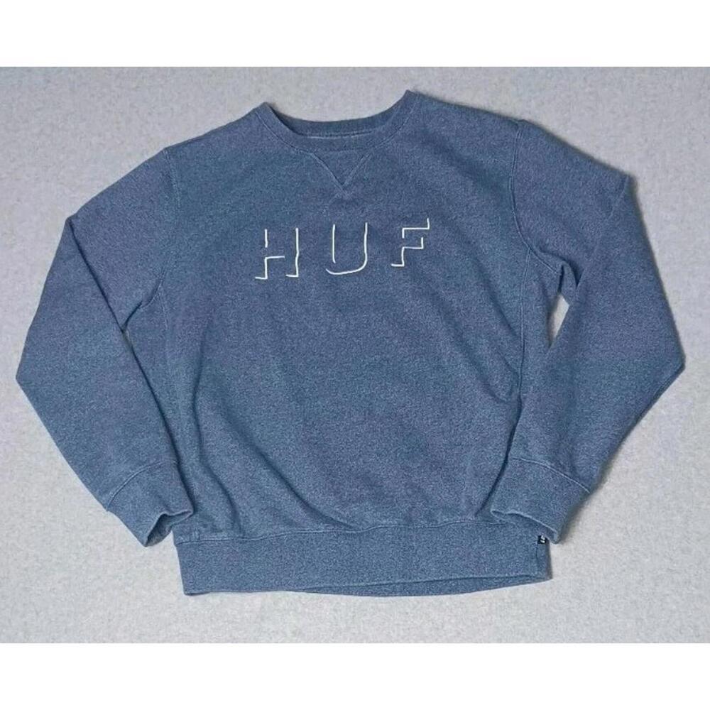 Huf Sweatshirt Womens Pullover Size M Blue Thick Jacket Winter Cold Thick